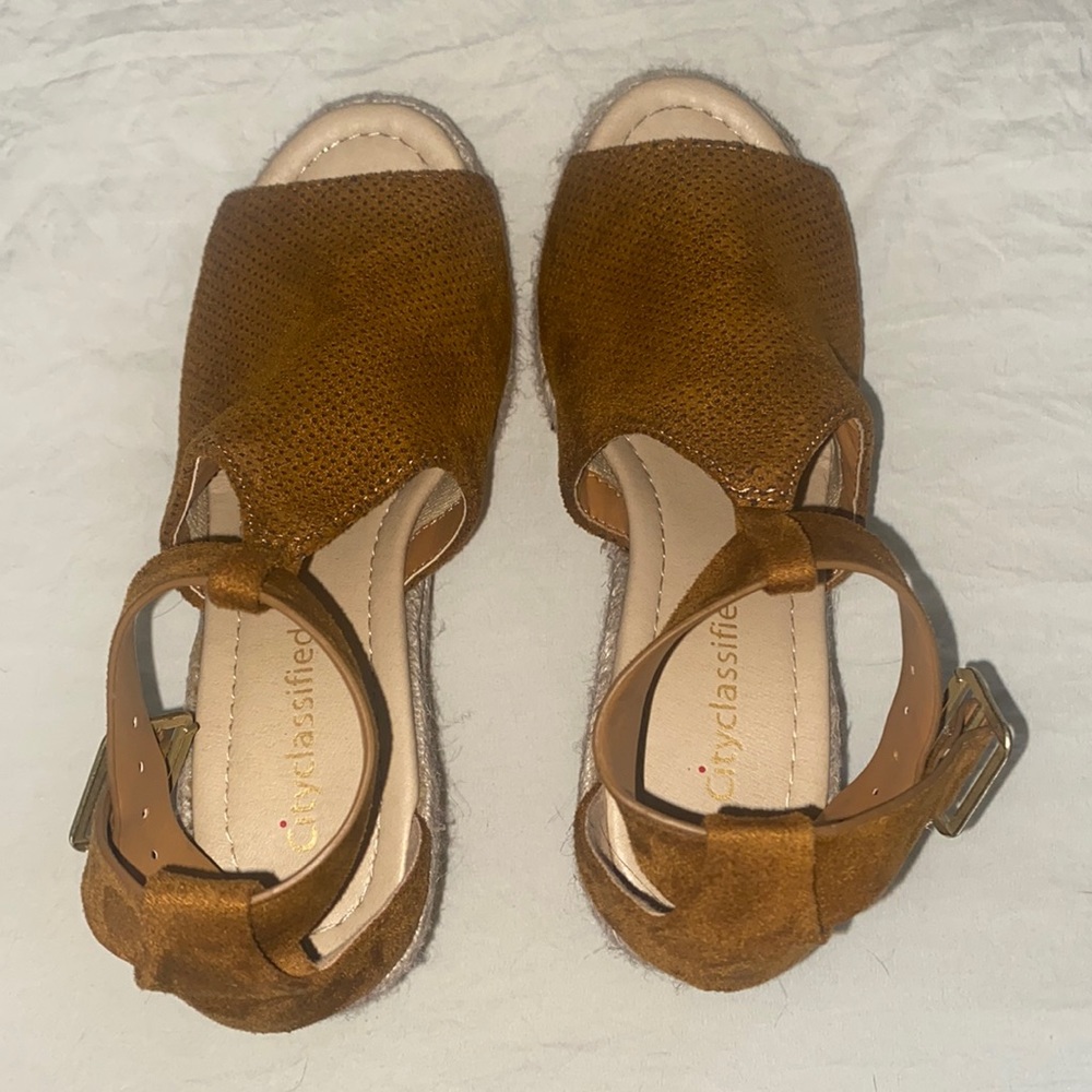 City Classified Nude Espadrille Heels With Ankle Strap Size 6 Medium